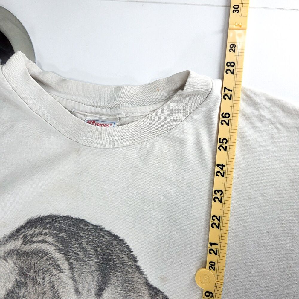 Vintage 90s Wolf Nature T Shirt Hanes Beefy-T Single Stitch Wildlife Tee Sz XL - Picture 10 of 10